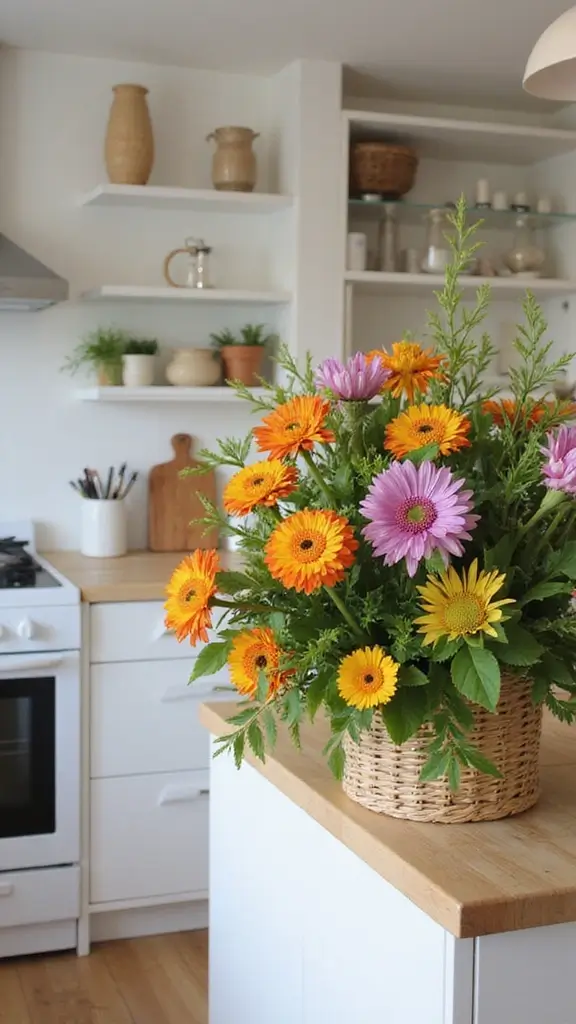 42 Home Decor Ideas for Kitchens That Feel Warm and Stylish - 24. Fresh Flowers