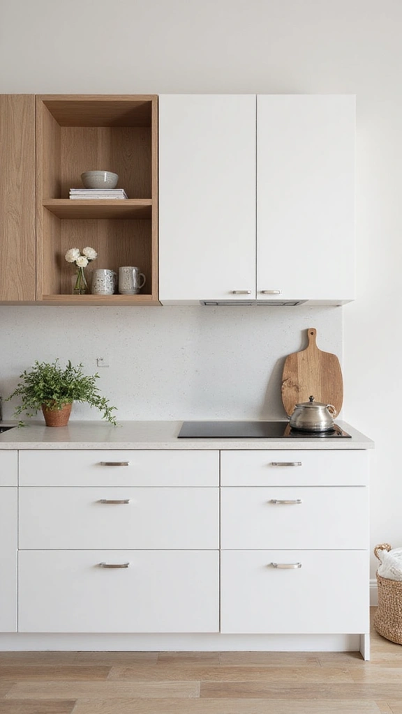42 Home Decor Ideas for Kitchens That Feel Warm and Stylish - 28. Minimalist White Cabinets