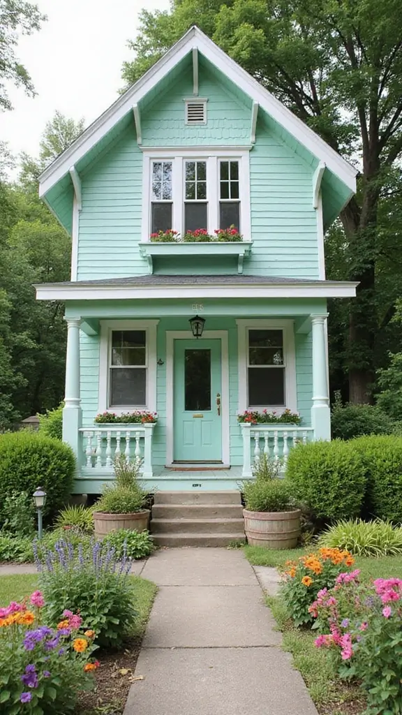 42 Home Exterior Colors Combinations That Instantly Upgrade Curb Appeal - 12. Soft Mint with White