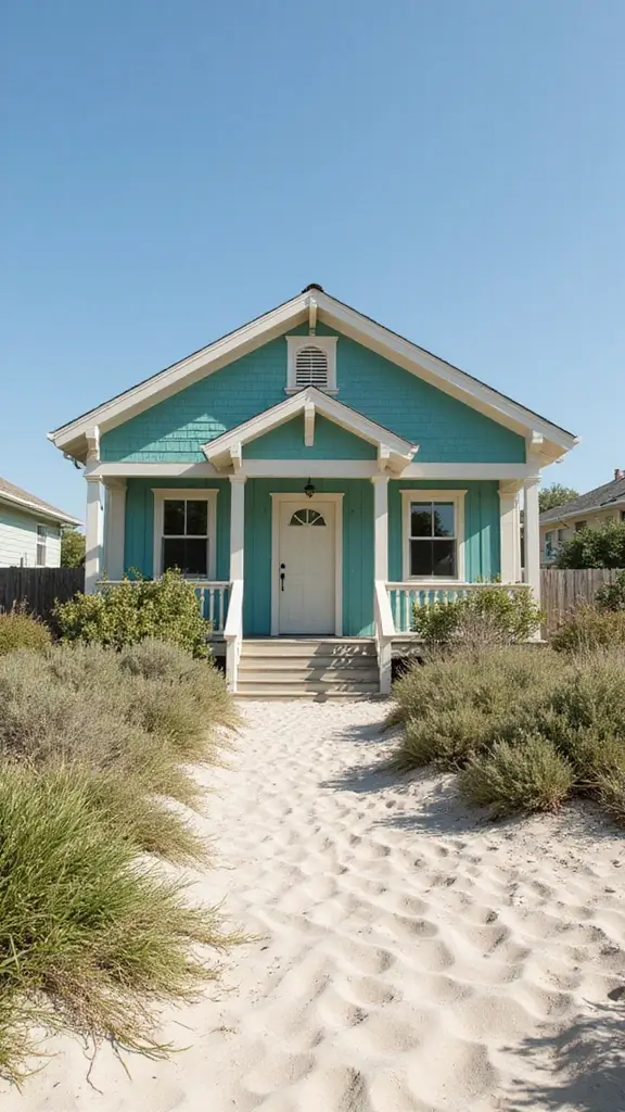 42 Home Exterior Colors Combinations That Instantly Upgrade Curb Appeal - 16. Teal and Cream