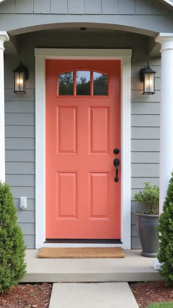 42 Home Exterior Colors Combinations That Instantly Upgrade Curb Appeal - 21. Coral and Gray
