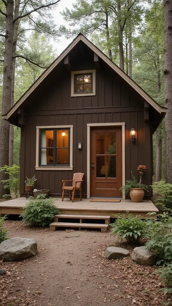 42 Home Exterior Colors Combinations That Instantly Upgrade Curb Appeal - 24. Coffee Brown and Cream