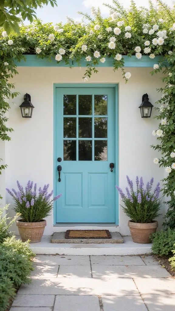 42 Home Exterior Colors Combinations That Instantly Upgrade Curb Appeal - 28. Cream and Powder Blue