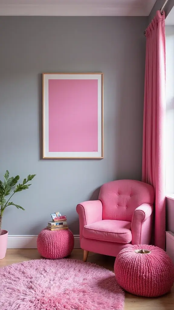 42 Home Exterior Colors Combinations That Instantly Upgrade Curb Appeal - 30. Bright Pink and Gray
