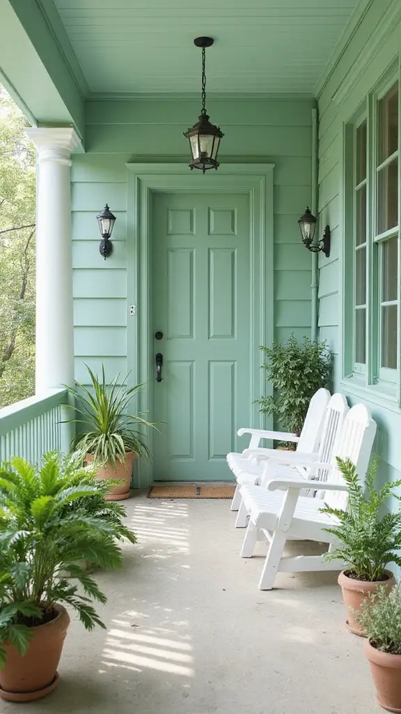 42 Home Exterior Colors Combinations That Instantly Upgrade Curb Appeal - 42. Mint Green and Soft White