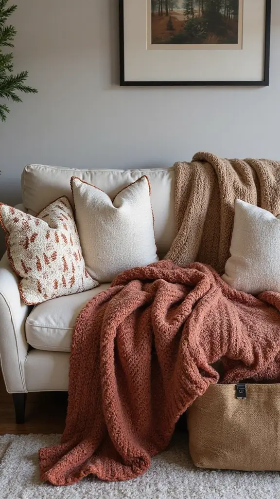 42 January Home Decor Ideas That Refresh Your Space - 12. Seasonal Pillows and Throws