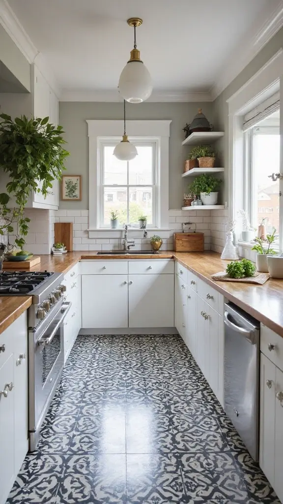 42 Kitchen Interior Design Modern Looks You’ll Love - 12. Bold Flooring Patterns