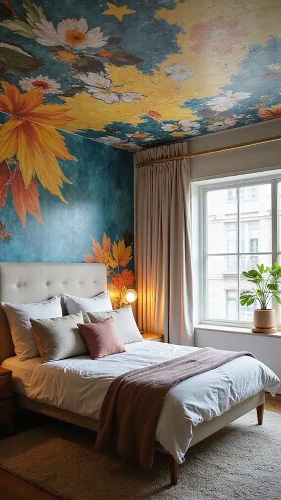 42 Latest False Ceiling Designs for Bedroom Spaces You’ll Love - 15. Artistic Murals
