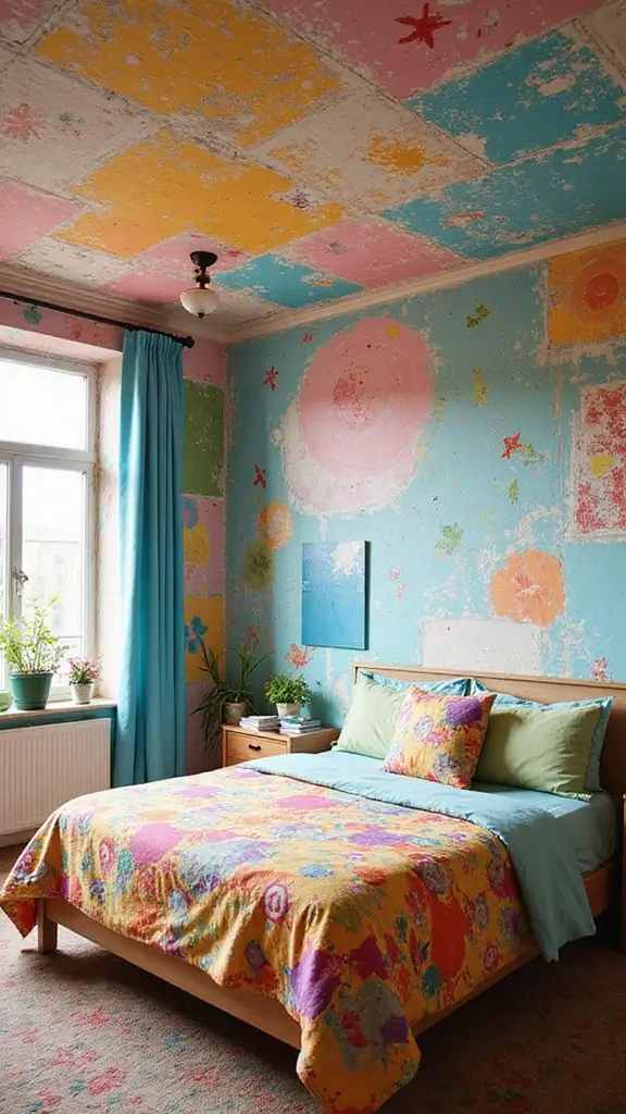 42 Latest False Ceiling Designs for Bedroom Spaces You’ll Love - 19. Colorful Painted Ceilings