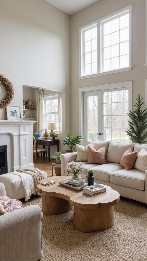 42 Living Room High Ceilings Ideas That Make a Bold Statement - 15. Seasonal Decor Swaps