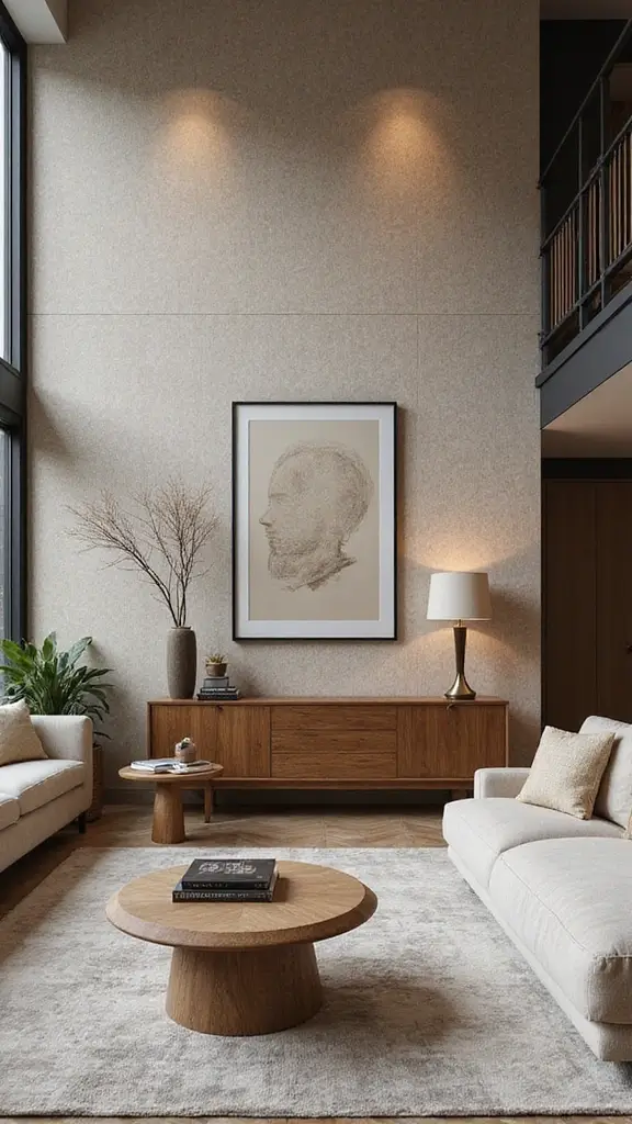 42 Living Room High Ceilings Ideas That Make a Bold Statement - 26. Textured Wallpaper