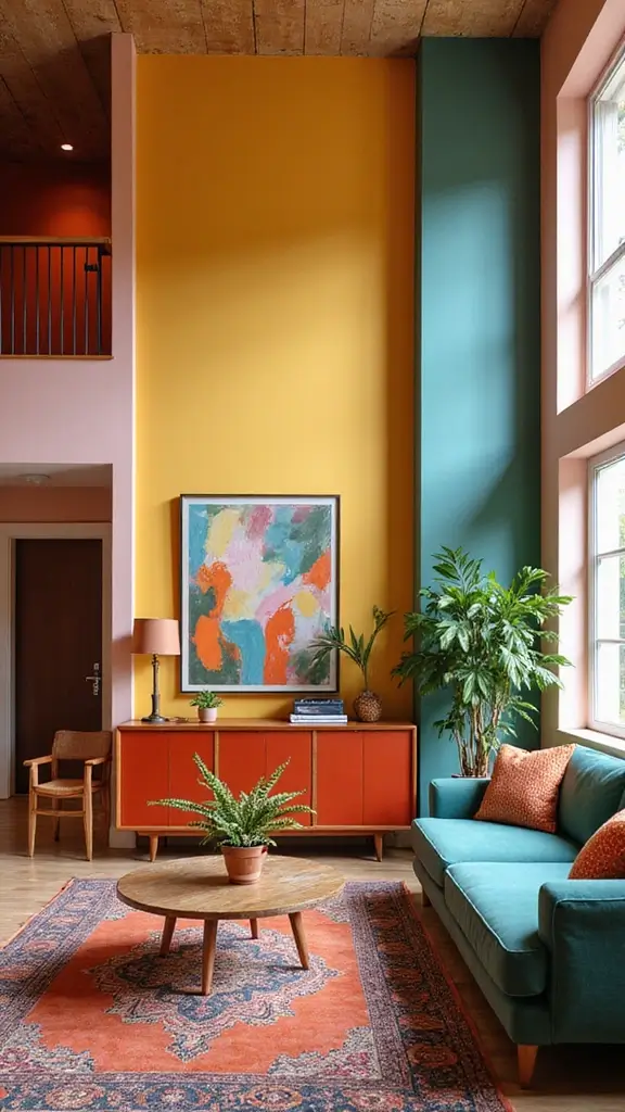 42 Living Room High Ceilings Ideas That Make a Bold Statement - 38. Unique Color Combinations