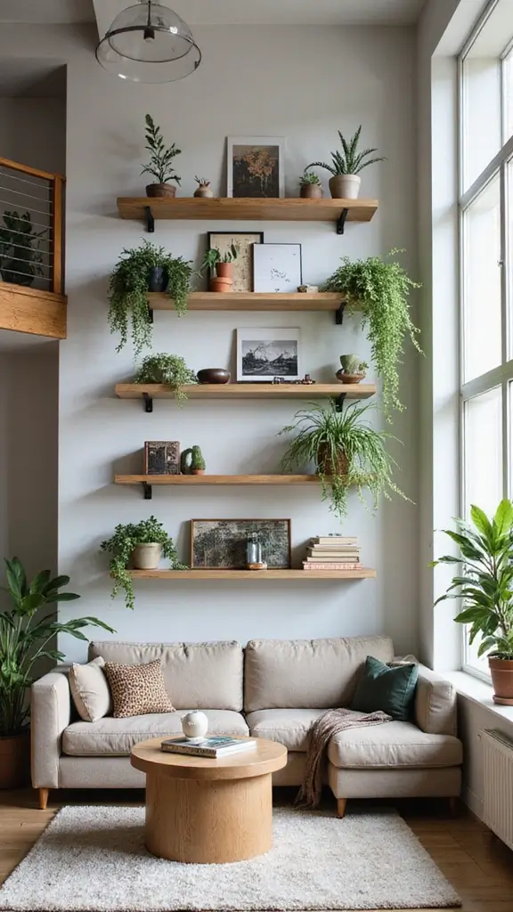 42 Living Room High Ceilings Ideas That Make a Bold Statement - 4. Embrace Open Shelving