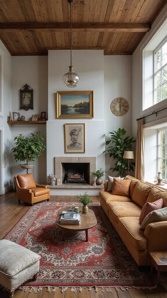 42 Living Room High Ceilings Ideas That Make a Bold Statement - 40. Vintage Accents