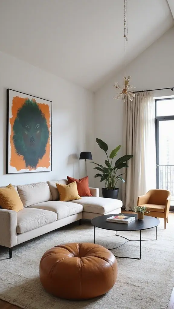 42 Living Room High Ceilings Ideas That Make a Bold Statement - 5. Oversized Art Pieces