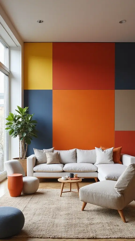 42 Living Room High Ceilings Ideas That Make a Bold Statement - 6. Color Block Accent Walls
