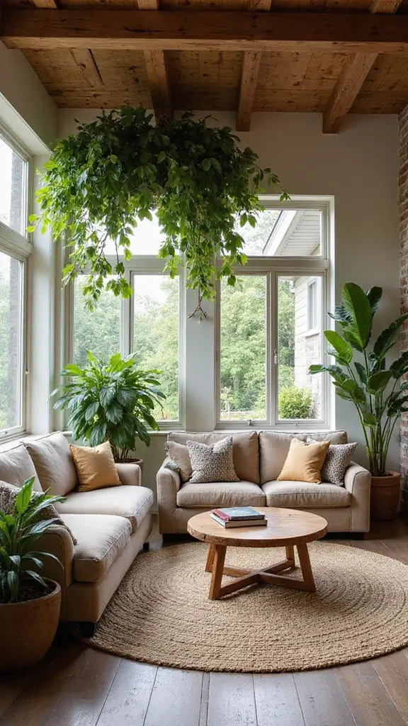 42 Living Room High Ceilings Ideas That Make a Bold Statement - 7. Natural Elements