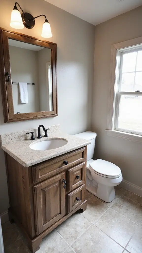 42 Mobile Home Bathroom Remodel Ideas That Upgrade Comfort - 19. Natural Stone Countertops