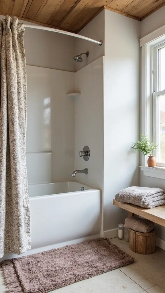42 Mobile Home Bathroom Remodel Ideas That Upgrade Comfort - 22. Layering Textiles