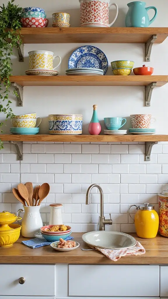 42 Modern Folk Interior Design Ideas Full of Character - 17. Colorful Kitchen Accessories