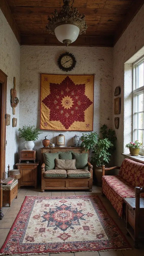 42 Modern Folk Interior Design Ideas Full of Character - 37. Combining Vintage Textiles
