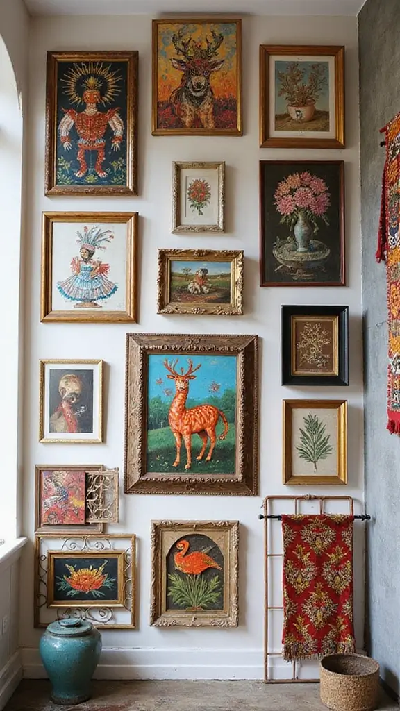 42 Modern Folk Interior Design Ideas Full of Character - 4. Eclectic Art Displays