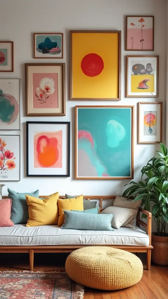 42 Modern French Interior Design Ideas That Breathe Elegance - 23. Curate a Colorful Gallery Wall