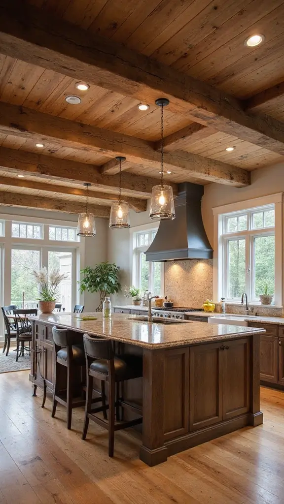 42 Modern Spanish Style Kitchen Ideas That Look Gorgeous - 2. Rustic Wooden Beams
