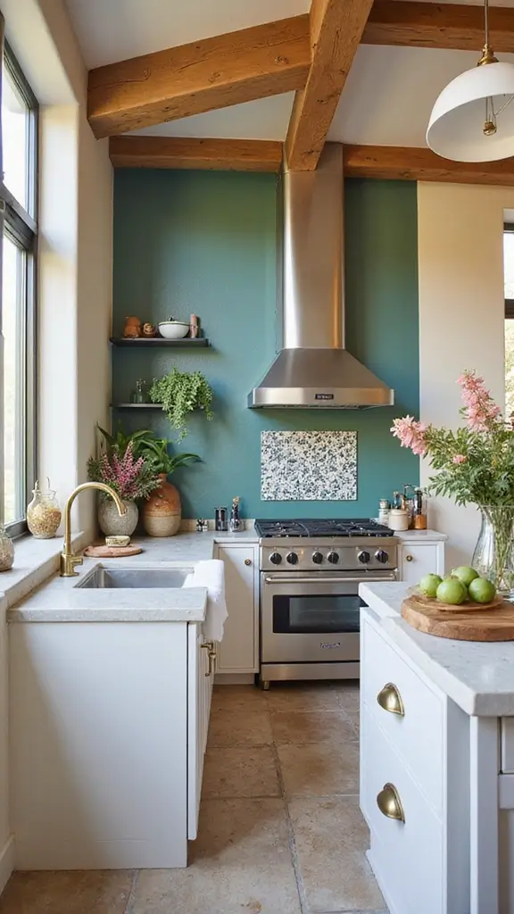 42 Modern Spanish Style Kitchen Ideas That Look Gorgeous - 27. Statement Accent Walls