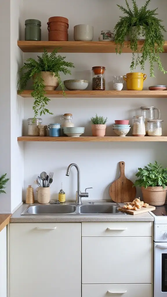 42 Modern Spanish Style Kitchen Ideas That Look Gorgeous - 3. Open Shelving for Display