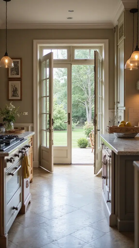 42 Modern Spanish Style Kitchen Ideas That Look Gorgeous - 34. Elegant French Doors