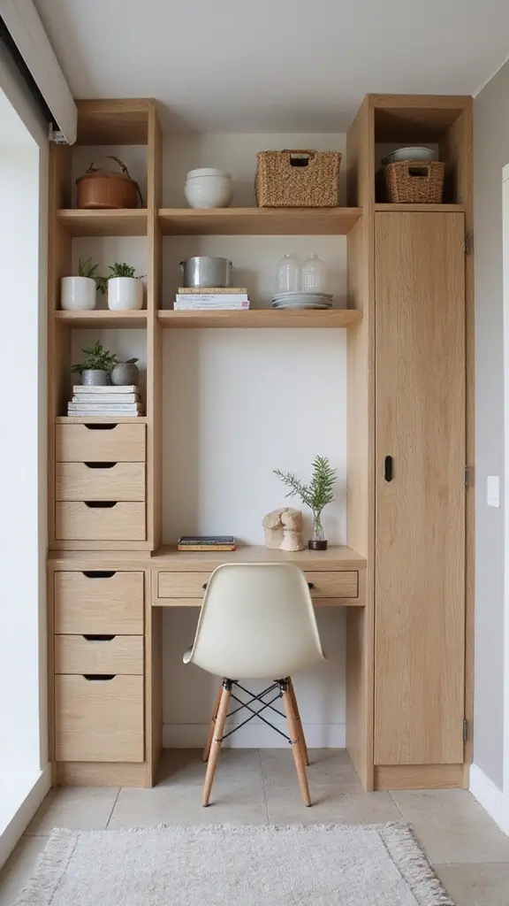42 Organic Modern Interior Design Ideas That Feel Grounded - 20. Maximize Vertical Storage