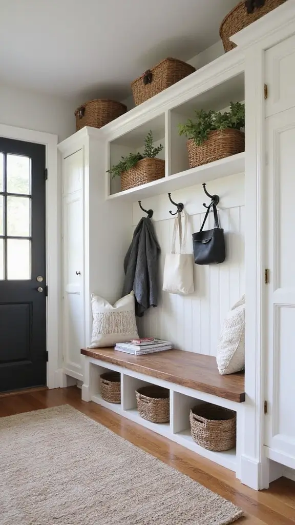 42 Organic Modern Interior Design Ideas That Feel Grounded - 26. Design a Functional Entryway