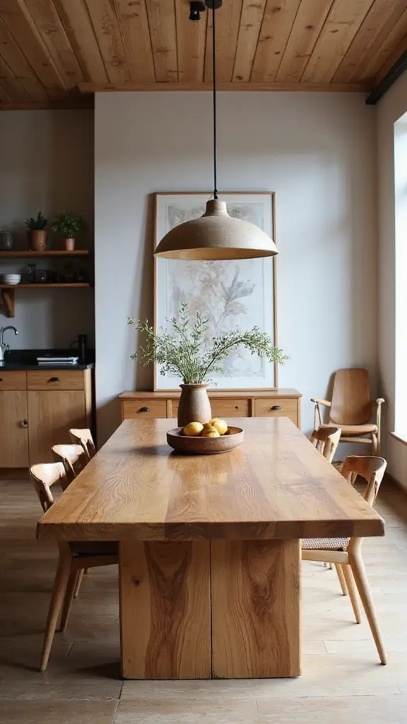 42 Organic Modern Interior Design Ideas That Feel Grounded - 37. A Statement Dining Table