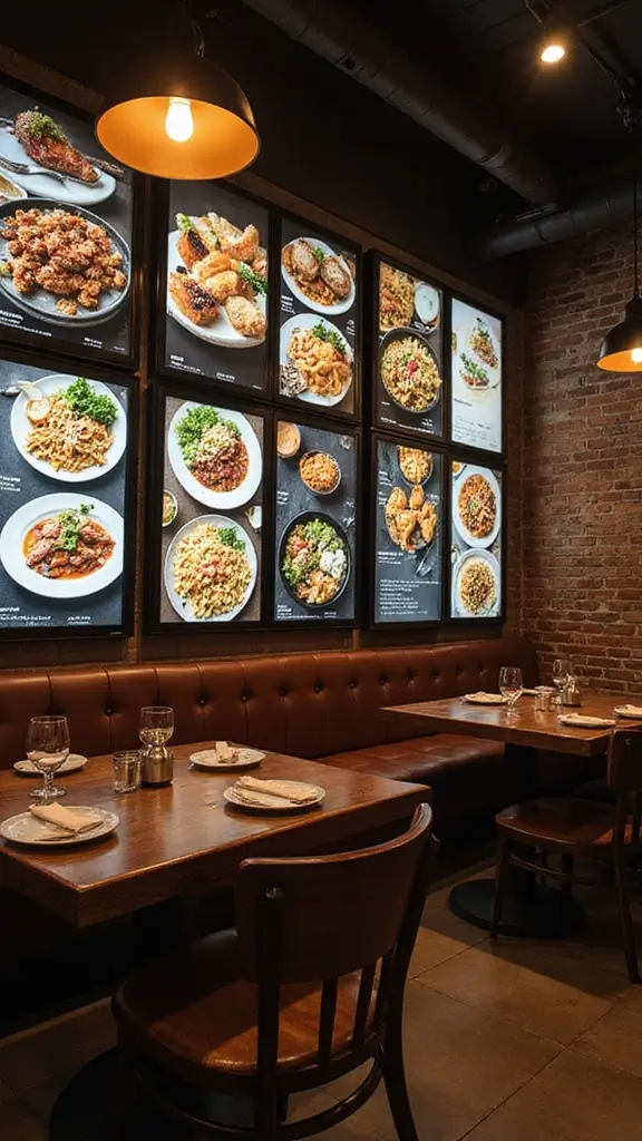 42 Restaurant Interior Design Modern Concepts That Attract Guests - 27. Interactive Menu Displays