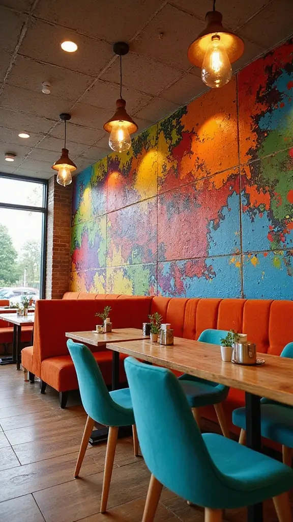 42 Restaurant Interior Design Modern Concepts That Attract Guests - 32. Colorful Accents