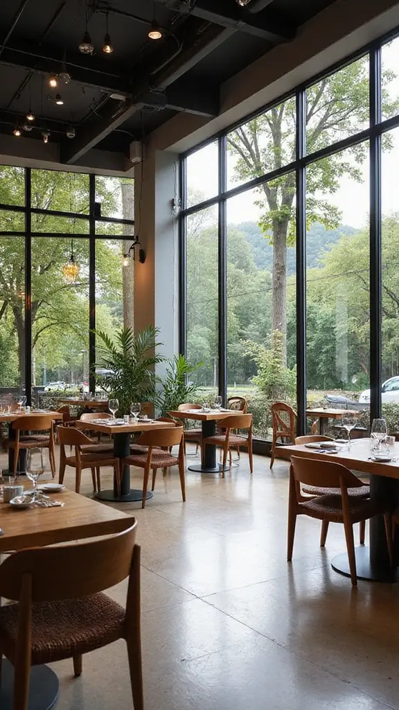 42 Restaurant Interior Design Modern Concepts That Attract Guests - 33. Glass Walls