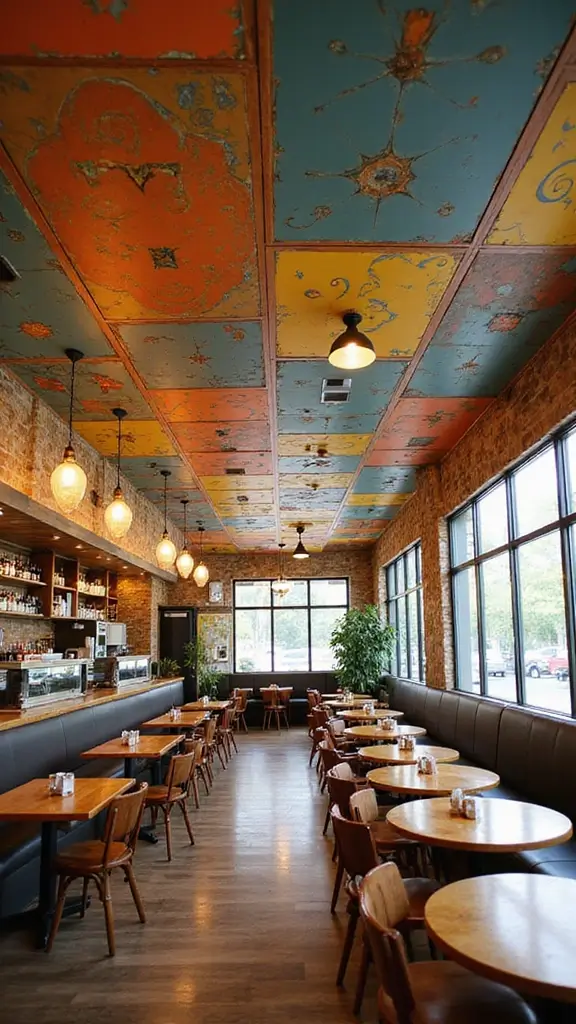 42 Restaurant Interior Design Modern Concepts That Attract Guests - 36. Playful Ceiling Designs