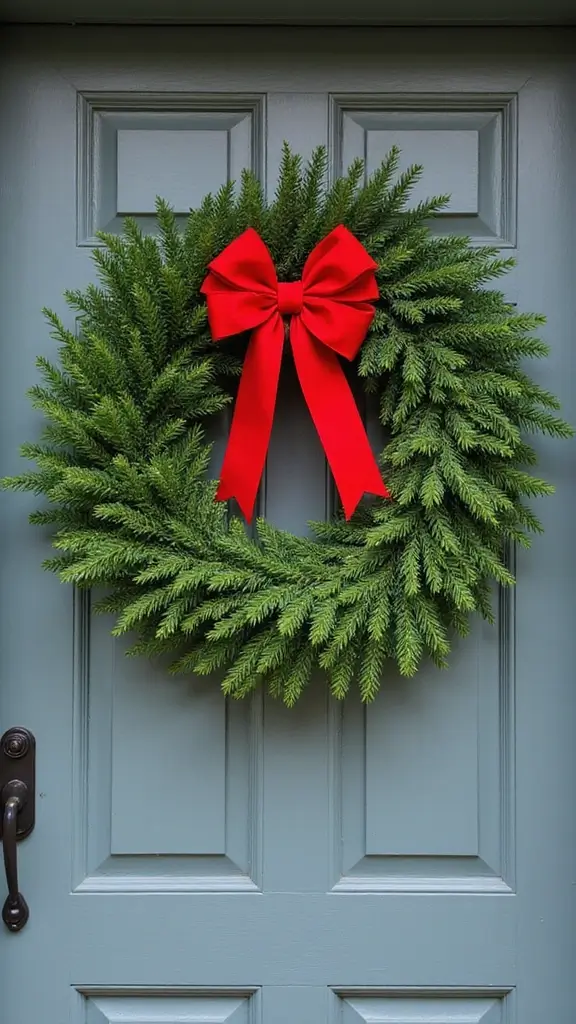 42 Small Front Porch Christmas Decor Ideas That Shine - 1. Simple Greenery Wreath