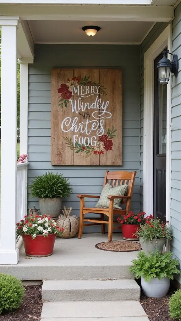 42 Small Front Porch Christmas Decor Ideas That Shine - 30. Festive Wall Art