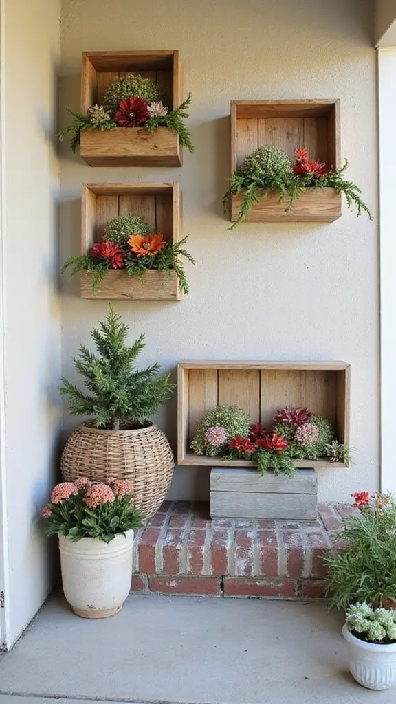 42 Small Front Porch Christmas Decor Ideas That Shine - 36. Outdoor Shadow Boxes