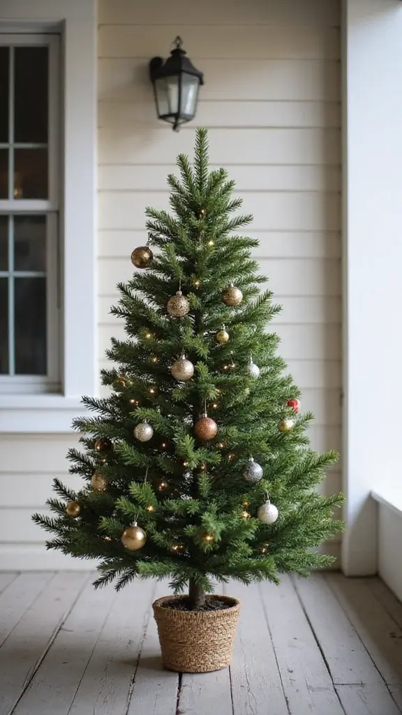 42 Small Front Porch Christmas Decor Ideas That Shine - 9. Minimalist Holiday Trees