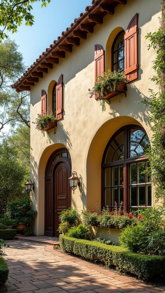 42 Spanish Style Home Exterior Ideas That Radiate Elegance - 12. Arched Windows