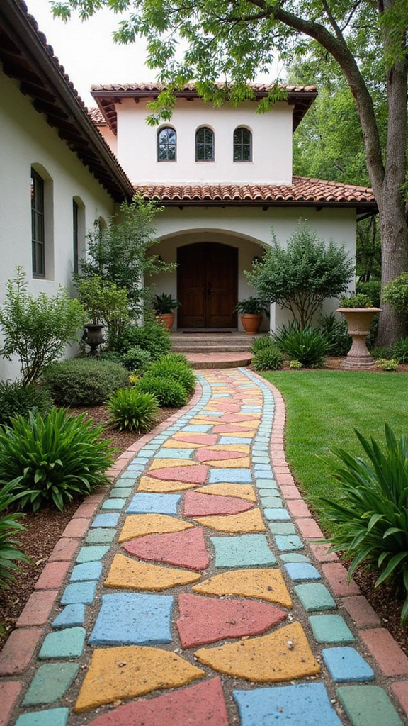 42 Spanish Style Home Exterior Ideas That Radiate Elegance - 15. Decorative Pathways
