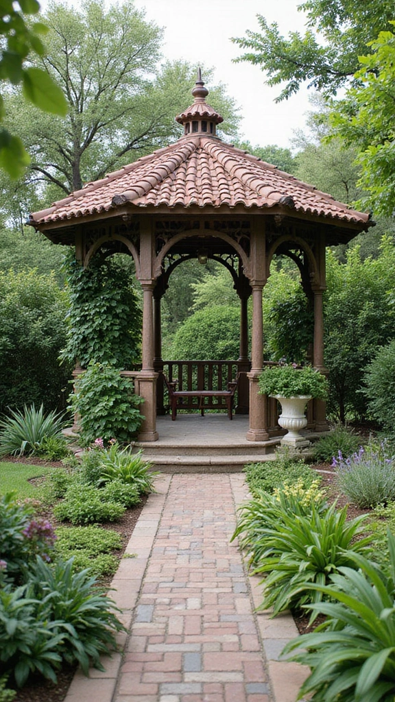 42 Spanish Style Home Exterior Ideas That Radiate Elegance - 19. Elegant Gazebos