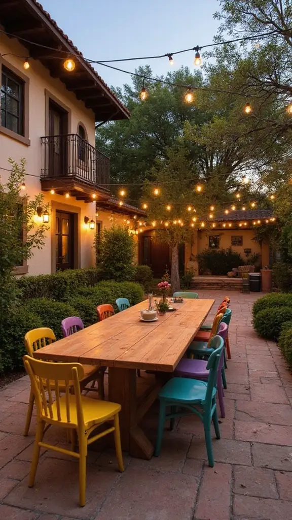 42 Spanish Style Home Exterior Ideas That Radiate Elegance - 26. Inviting Outdoor Dining Areas