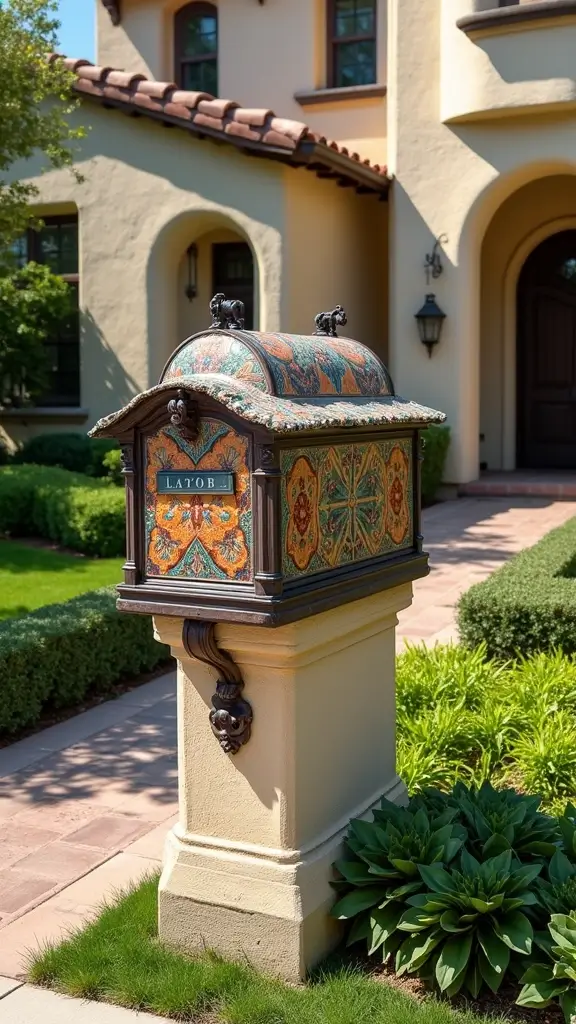 42 Spanish Style Home Exterior Ideas That Radiate Elegance - 33. Unique Mailboxes