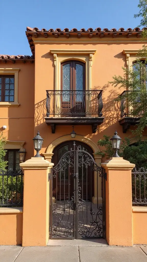 42 Spanish Style Home Exterior Ideas That Radiate Elegance - 4. Wrought Iron Accents