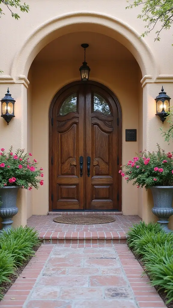 42 Spanish Style Home Exterior Ideas That Radiate Elegance - 7. Beautifully Designed Entrances