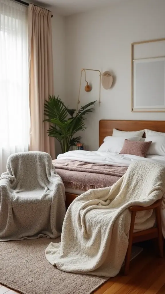 43 Home Decor Ideas Bedroom Retreats You’ll Never Want to Leave - 18. Textured Throw Blankets